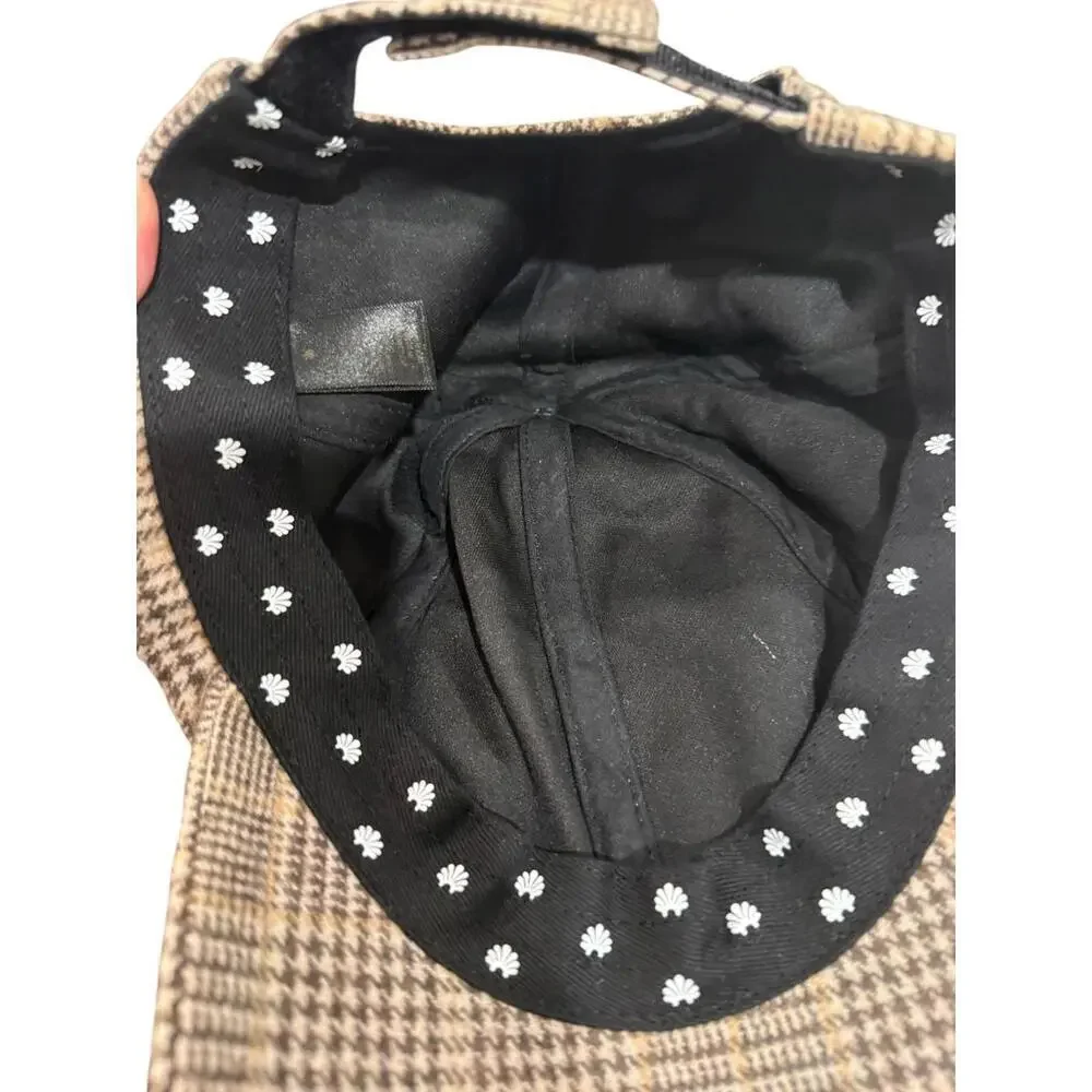 New Lele Sadoughi Embellished Wool Plaid Baseball Cap